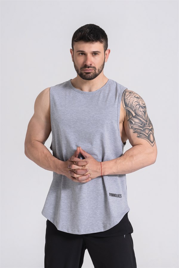 Gymwolves Erkek Kolsuz T-Shirt | Gri | Erkek Spor T-shirt | Workout Tanktop | Gymwolves