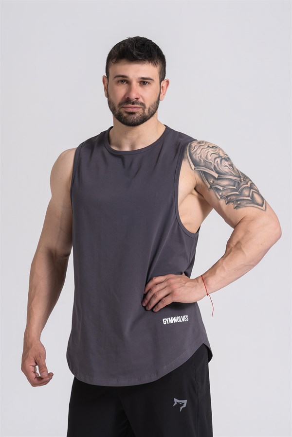 Gymwolves Erkek Kolsuz T-Shirt | Füme | Erkek Spor T-shirt | Workout Tanktop | Gymwolves