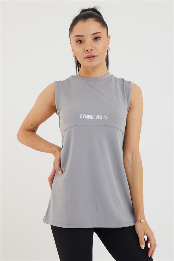 Gymwolves Women Sport T-Shirt | Double Sided Wearable Slash | Grey |