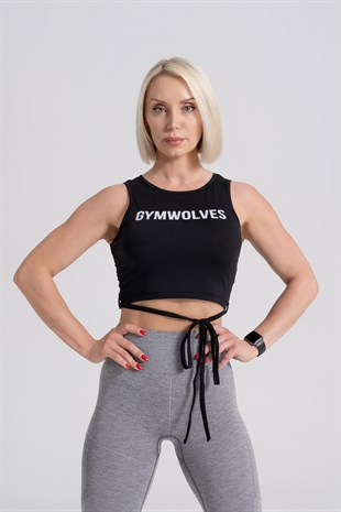 Gymwolves Bağ Detaylı Body Crop Tops| Cotton Serisi |Gymwolves