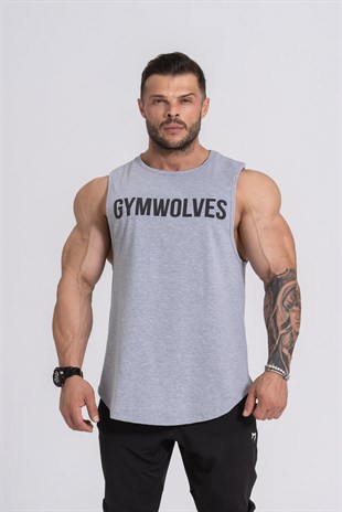 Gymwolves Man Sleeveless T-Shirt | Grey | Man Sport T-shirt | Workout Tanktop |