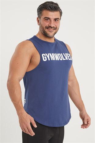 Gymwolves Erkek Kolsuz T-Shirt | İndigo | Erkek Spor T-shirt | Workout Tanktop | Gymwolves