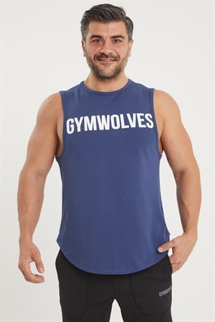 Gymwolves Man Sleeveless T-Shirt | İndigo | Man Sport T-shirt | Workout Tanktop |