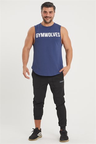 Gymwolves Erkek Kolsuz T-Shirt | İndigo | Erkek Spor T-shirt | Workout Tanktop | Gymwolves