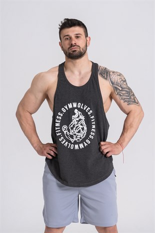 Gymwolves Erkek Spor Atleti | Stringer | Workout Tanktop | Wolf SerisiGymwolves