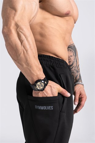 Gymwolves Erkek Spor Eşofmanı | Siyah | Workout Pants | Power SerisiGymwolves