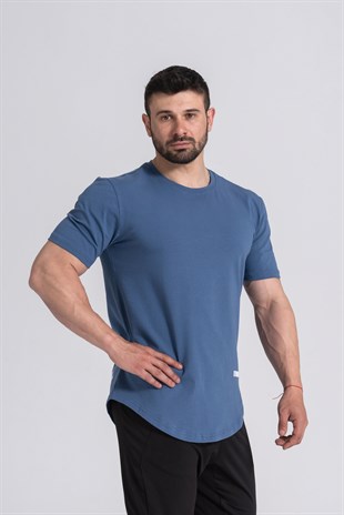 Gymwolves Spor Erkek T-Shirt | İndigo | T-shirt | Workout Tanktop | Never Give Up |Gymwolves