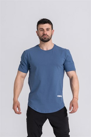 Gymwolves Spor Erkek T-Shirt | İndigo | T-shirt | Workout Tanktop | Never Give Up |Gymwolves