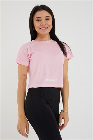 Gymwolves Women T-Shirt Crop | Sport Tshirt | Pink |