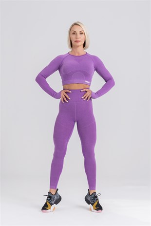   Gymwolves Women Long Sleeve Seamles Sport  Tshirt | Crop Tops | Purple | Energy Series |