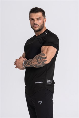 Gymwolves Pro Air Erkek Spor T-Shirt | Siyah | T-shirt | Workout Tanktop | Never Give Up | Pro Serisi |Gymwolves