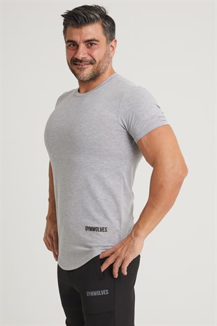 Gymwolves Spor Erkek T-Shirt | Gri | T-shirt | Workout Tanktop | Never Give Up |Gymwolves